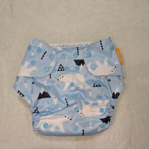 Happy Flute Blue Polar Bear Pocket Cloth Diaper